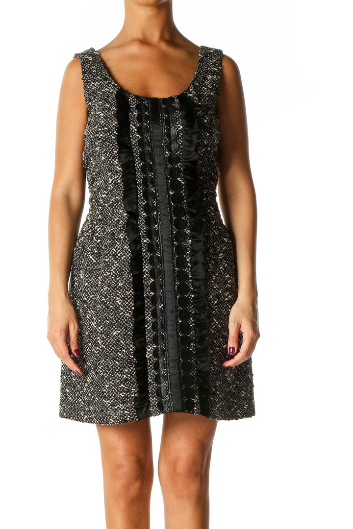 Black Textured Cocktail A-Line Dress