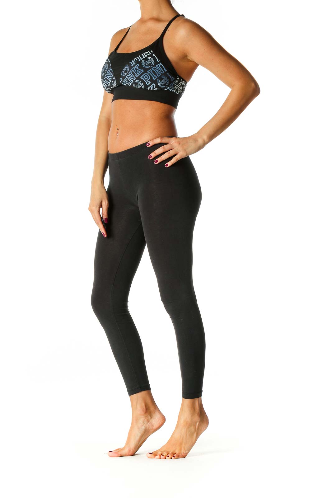 Black Graphic Print Activewear Top