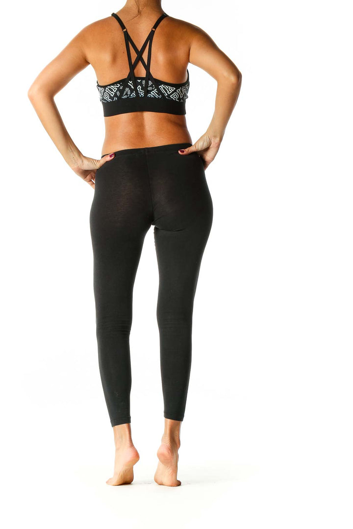 Black Graphic Print Activewear Top