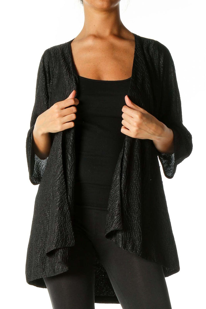 Black Textured Cardigan