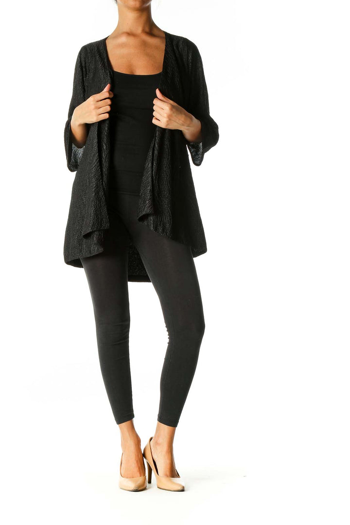 Black Textured Cardigan