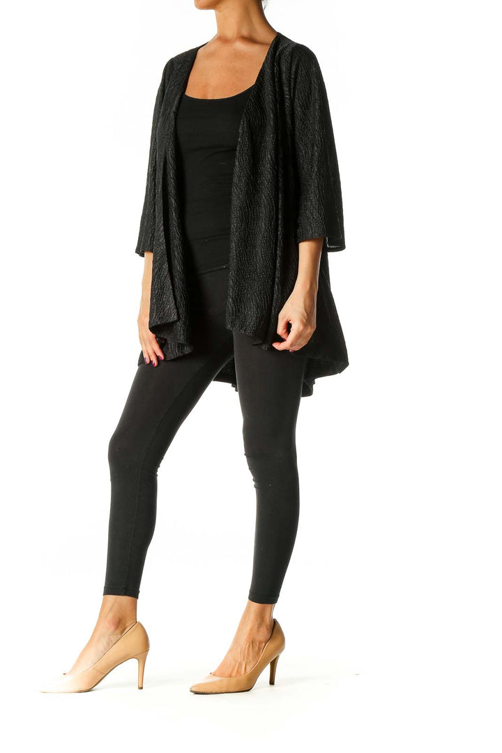 Black Textured Cardigan