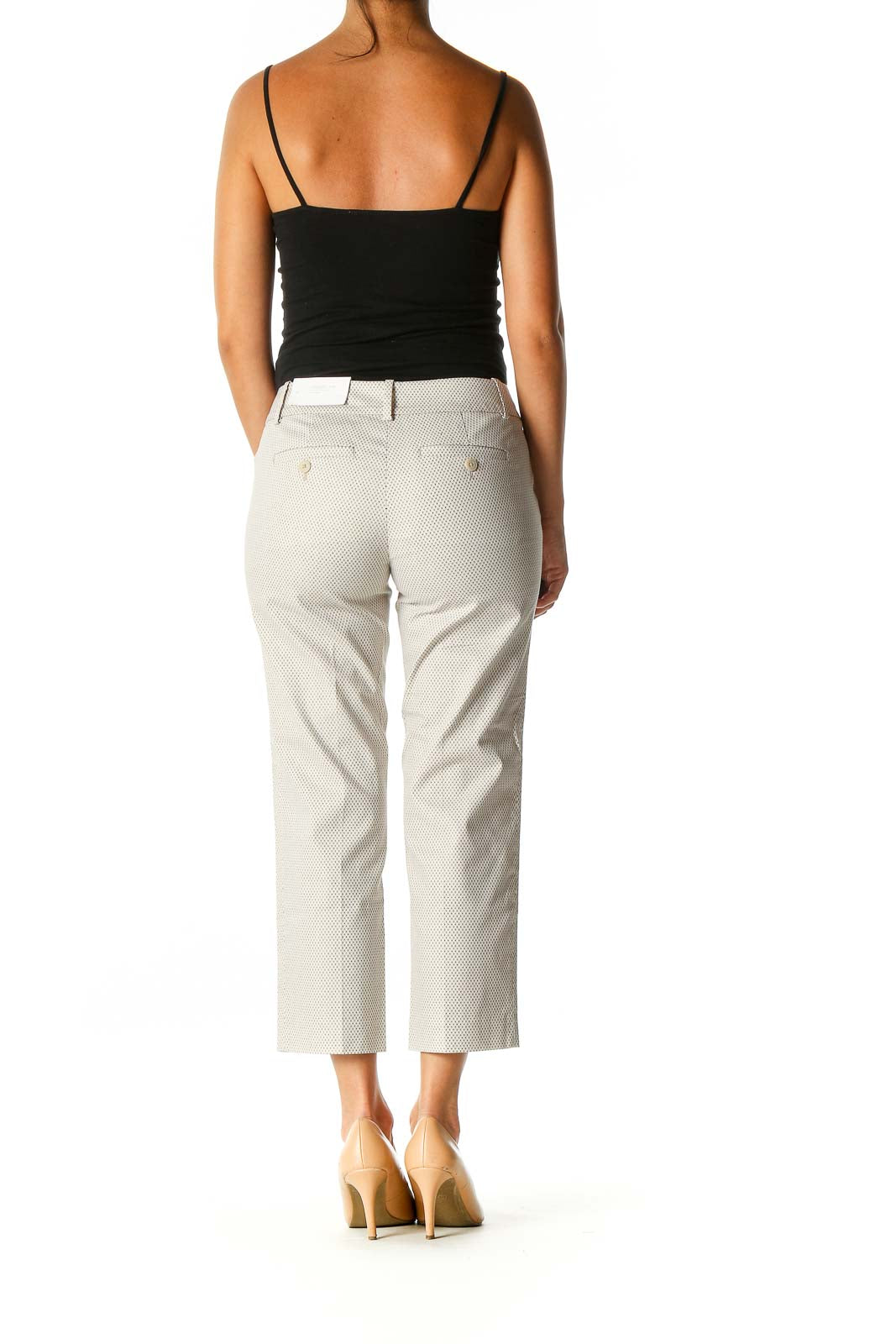 Beige Polka Dot Casual Trousers