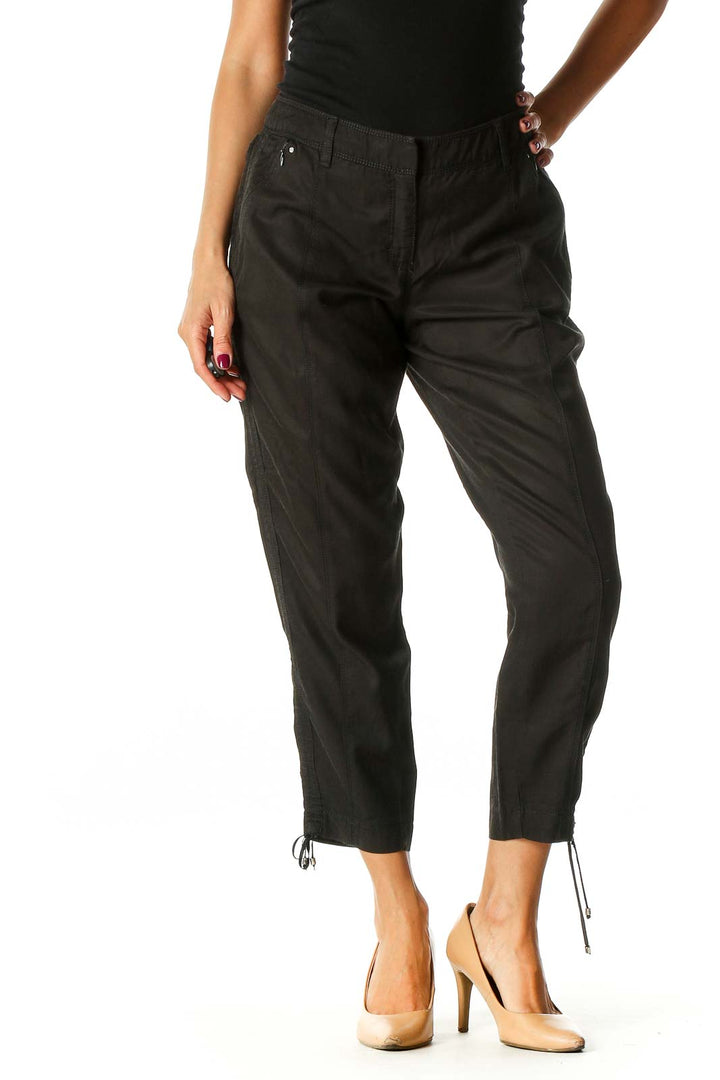 Black Solid Casual Trousers