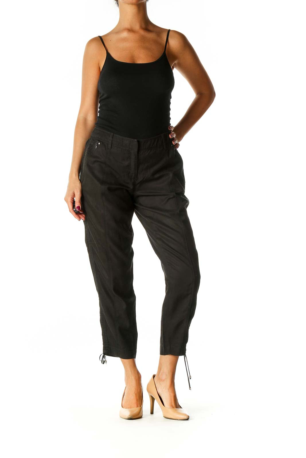 Black Solid Casual Trousers