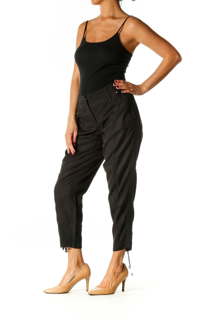 Black Solid Casual Trousers