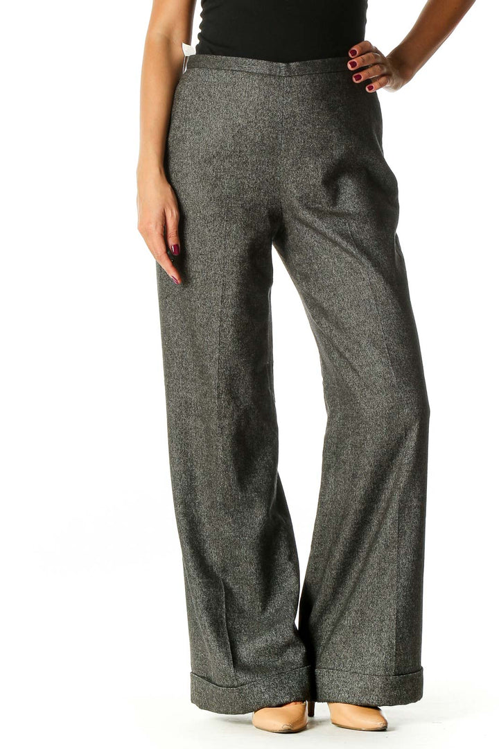 Gray Textured Classic Palazzo Pants