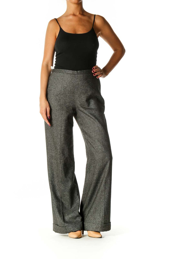 Gray Textured Classic Palazzo Pants