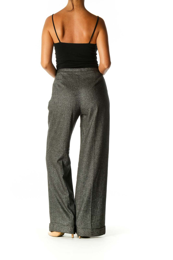 Gray Textured Classic Palazzo Pants