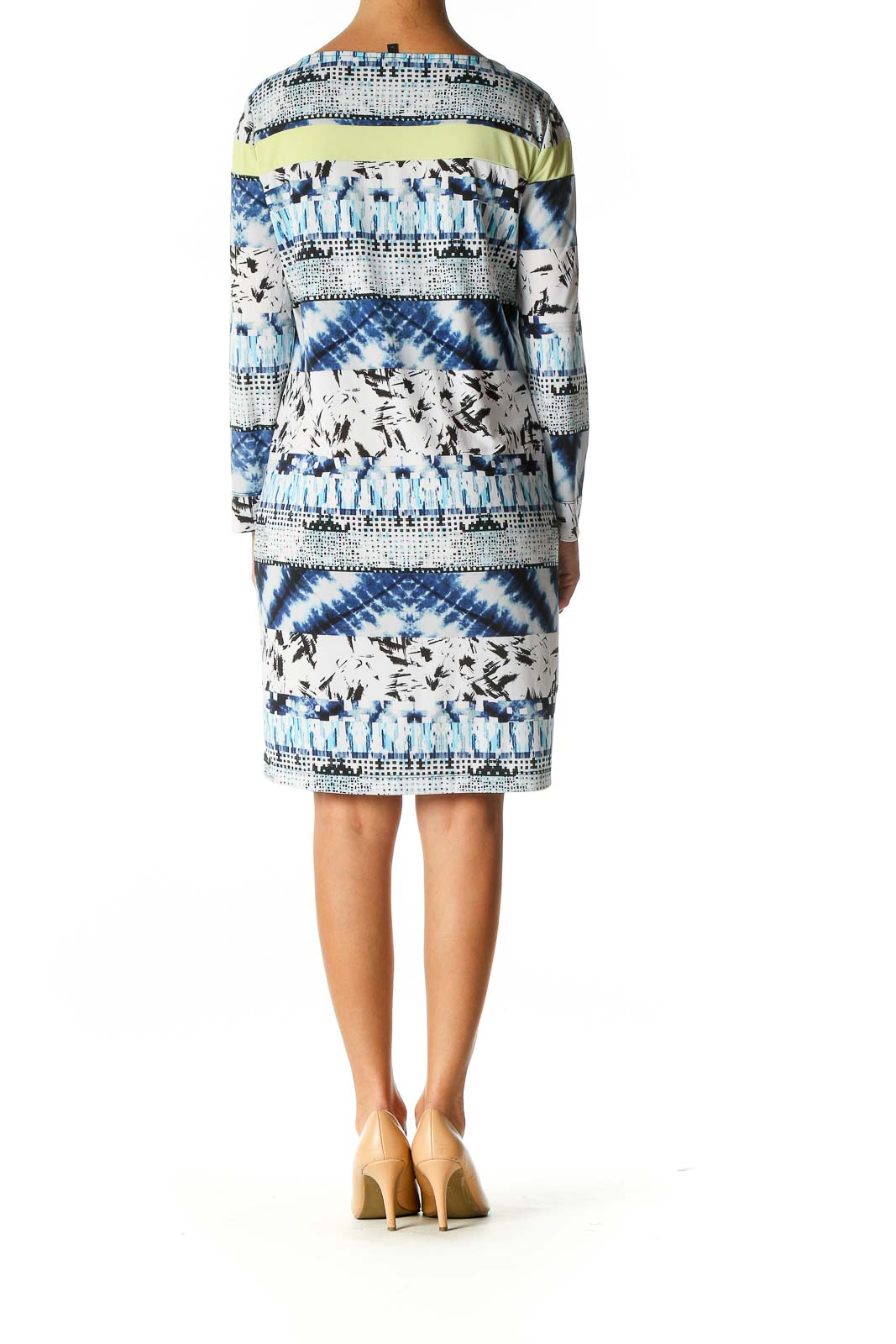 White Graphic Print Bohemian Shift Dress