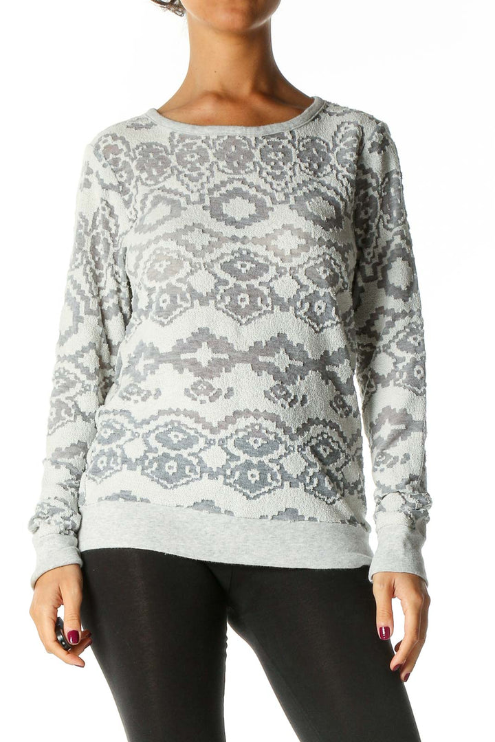 Gray Textured Casual Sweater