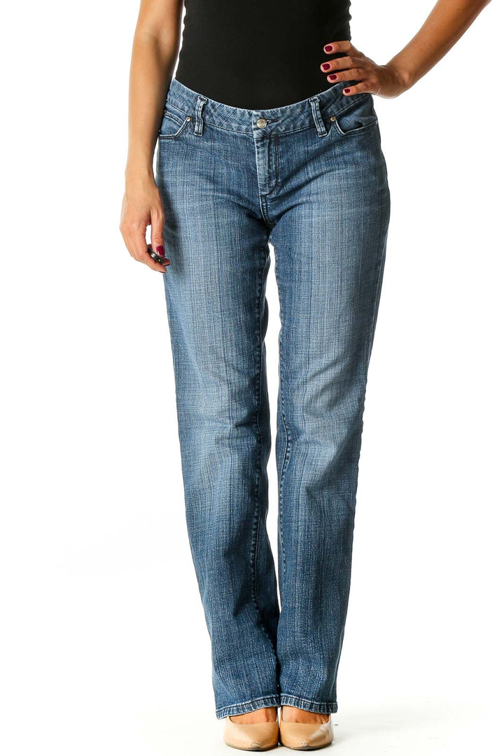 Gray Casual Straight Leg Jeans