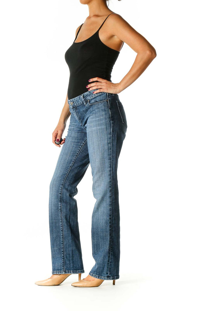 Gray Casual Straight Leg Jeans