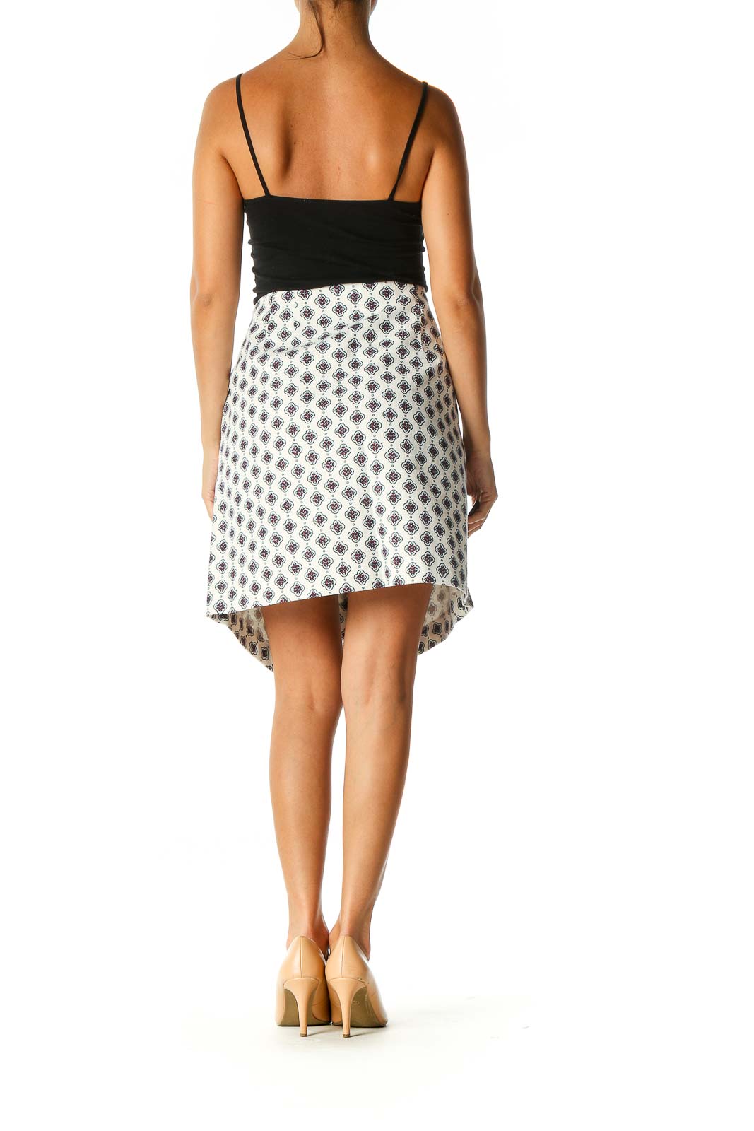 White Object Print Holiday A-Line Skirt