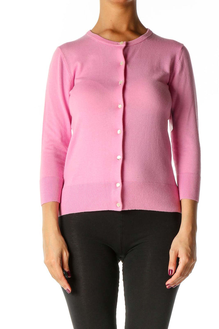 Pink Solid Cardigan