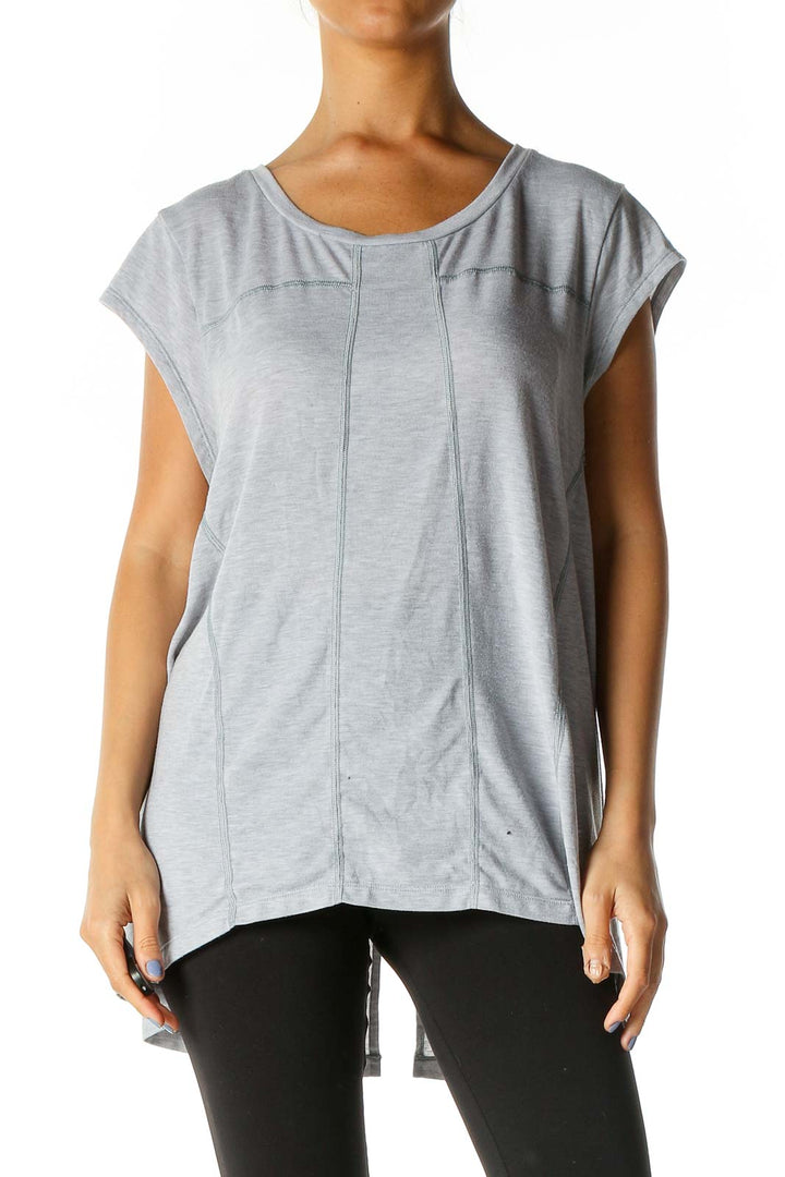 Gray Solid Activewear Blouse