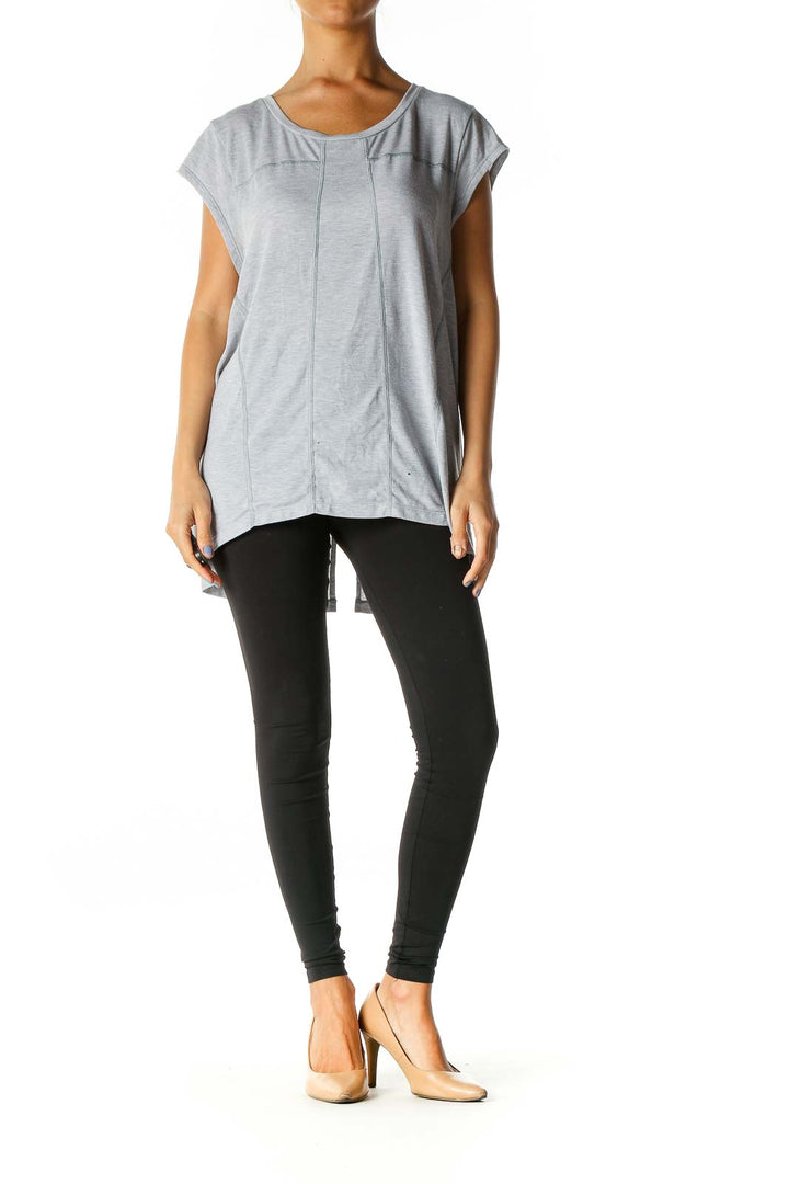 Gray Solid Activewear Blouse