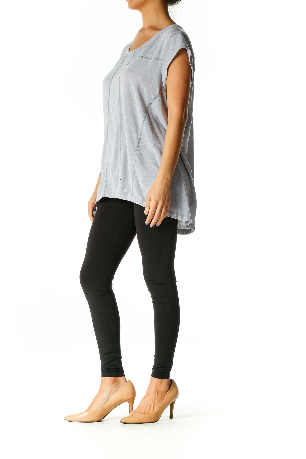 Gray Solid Activewear Blouse