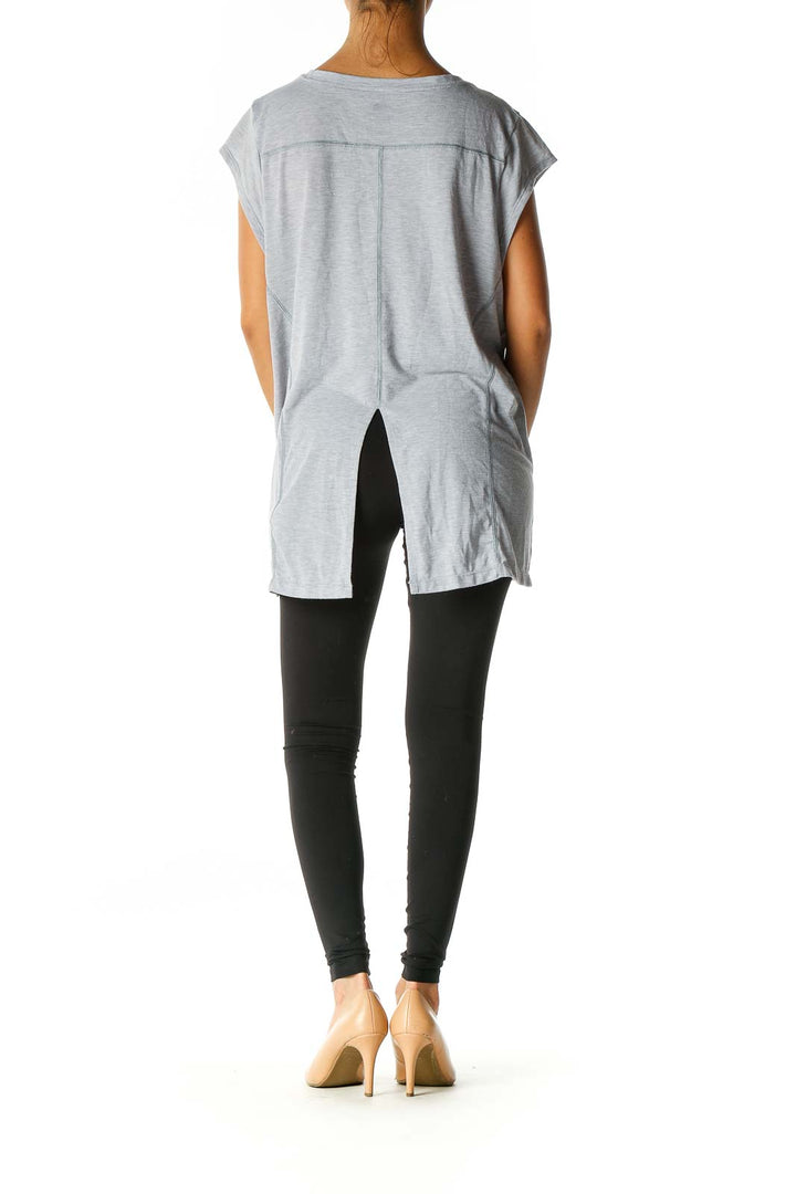 Gray Solid Activewear Blouse