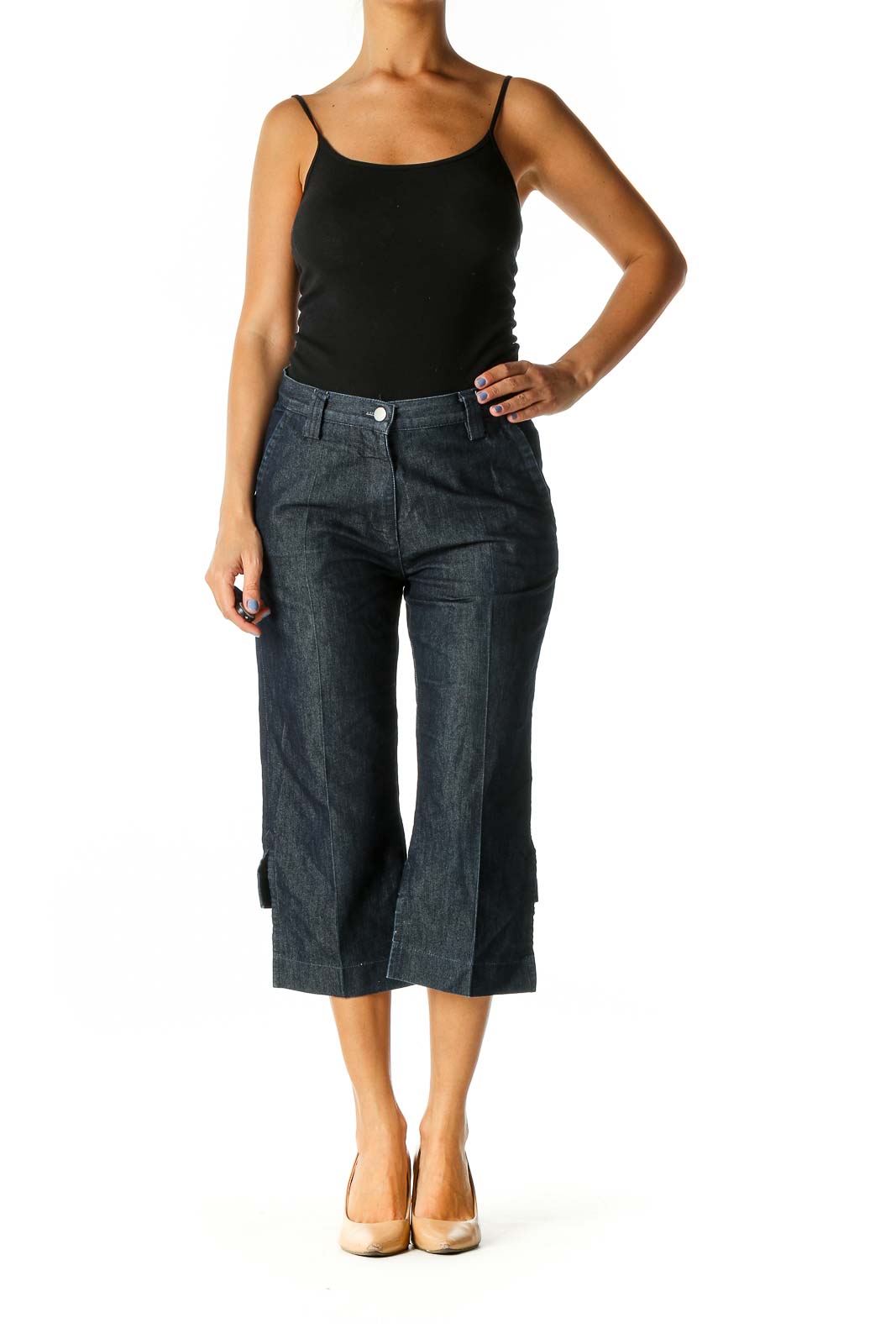 Blue Casual Wide Leg Jeans