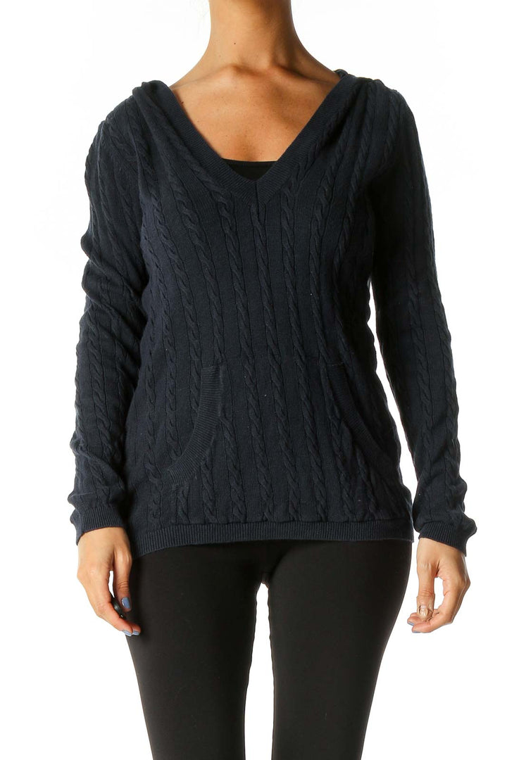 Blue Solid Casual Sweater