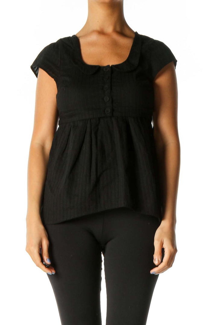 Black Solid Casual Blouse