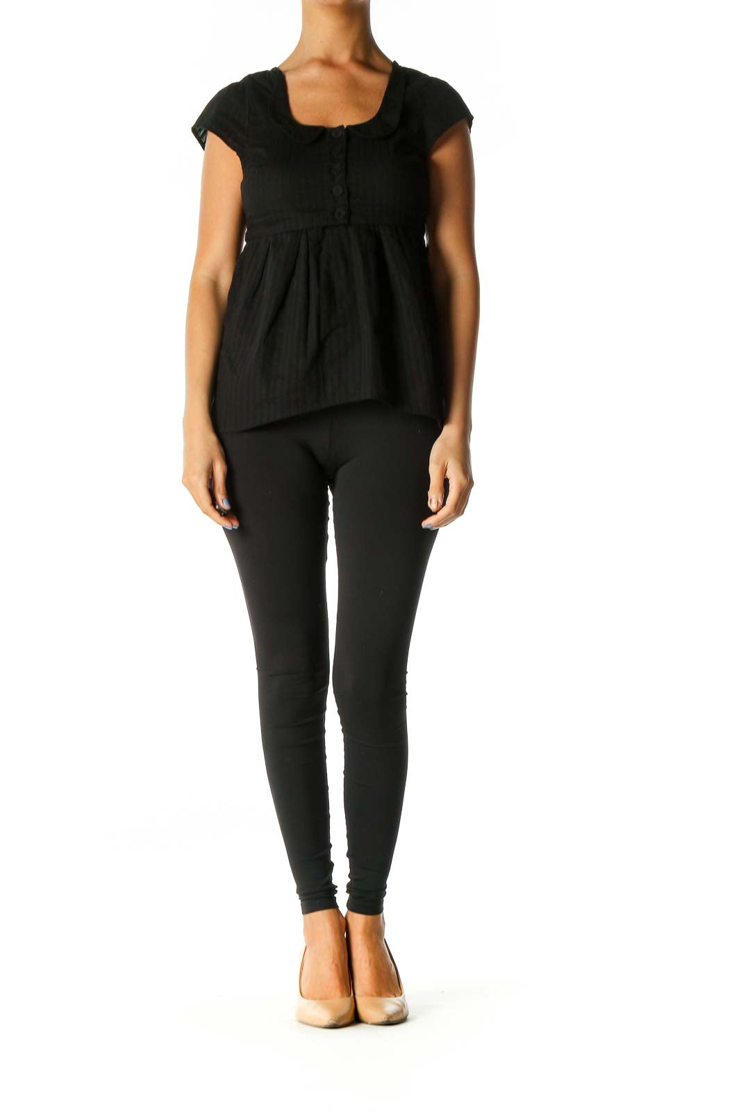 Black Solid Casual Blouse