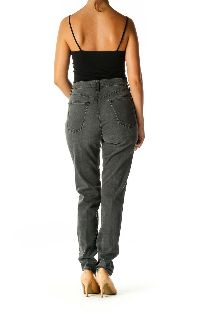 Gray Casual Straight Leg Jeans