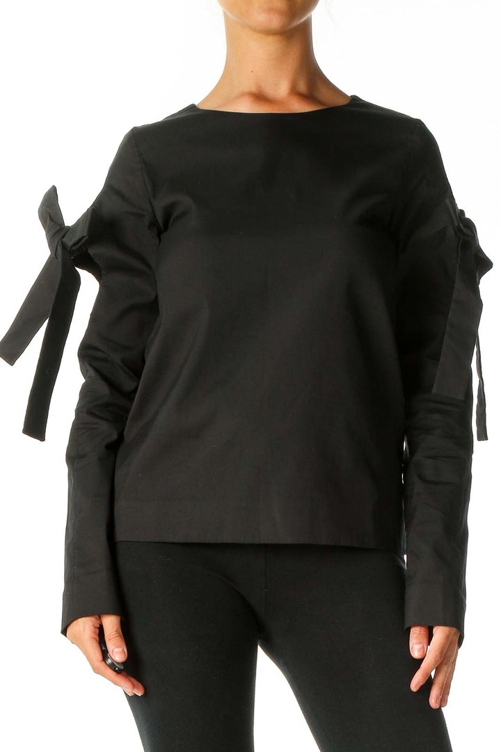 Black Solid Brunch Top