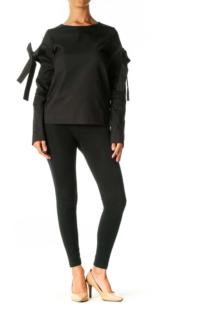 Black Solid Brunch Top