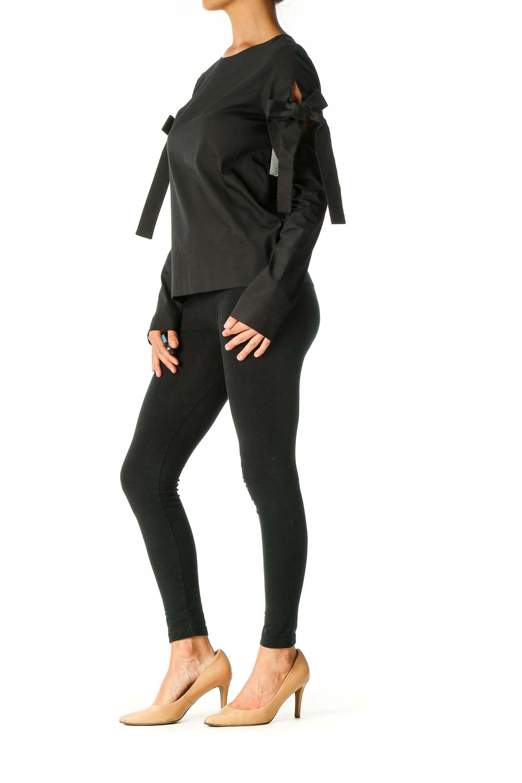 Black Solid Brunch Top