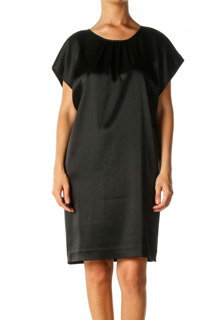 Black Solid Casual Shift Dress