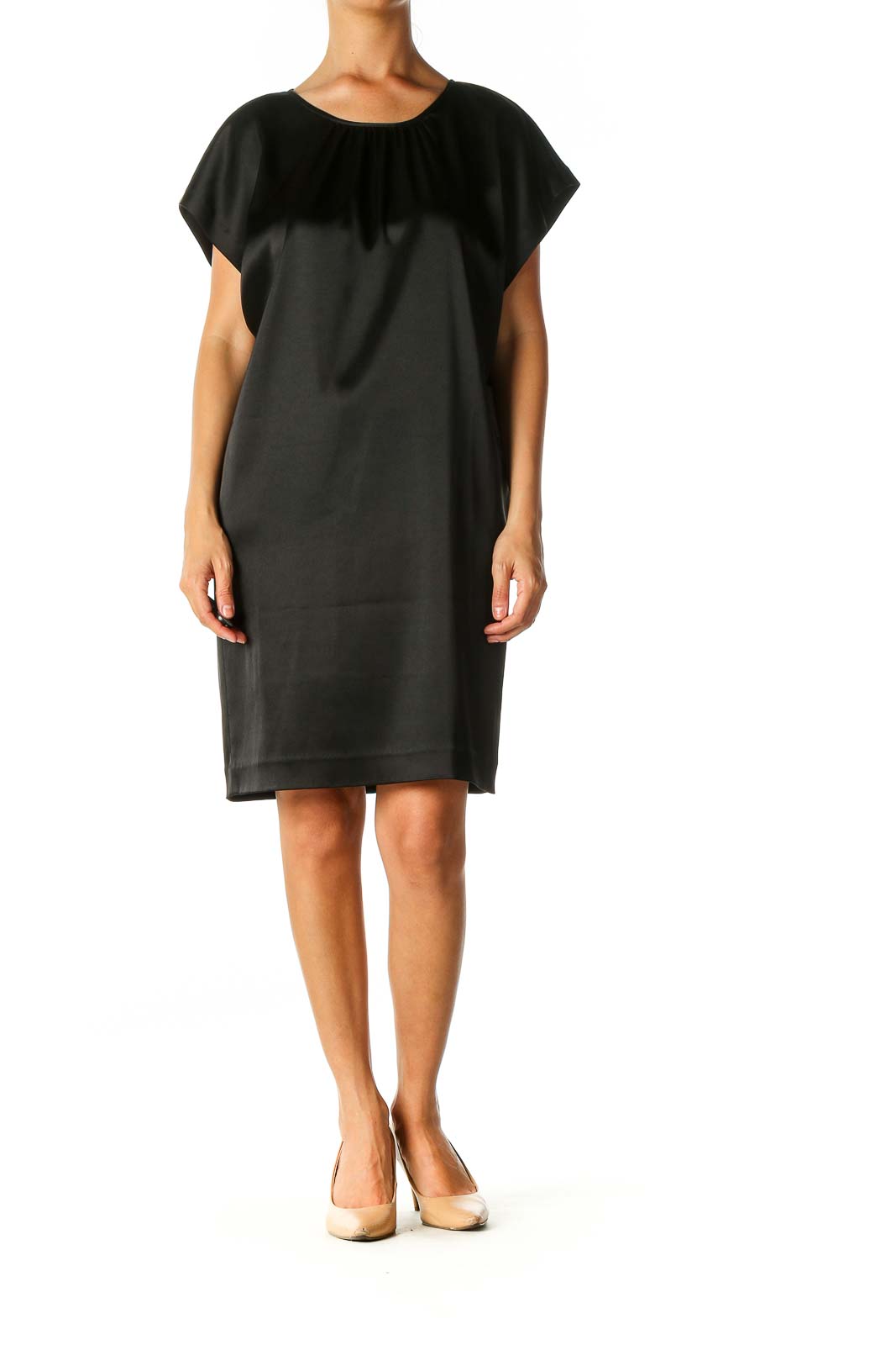 Black Solid Casual Shift Dress