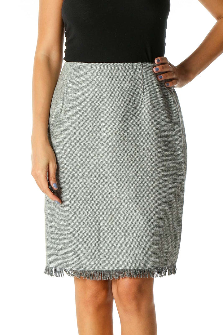 Gray Textured Chic Straight Skirt