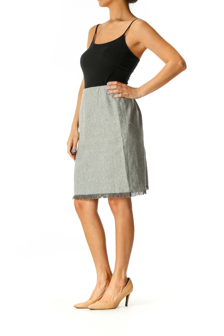 Gray Textured Chic Straight Skirt