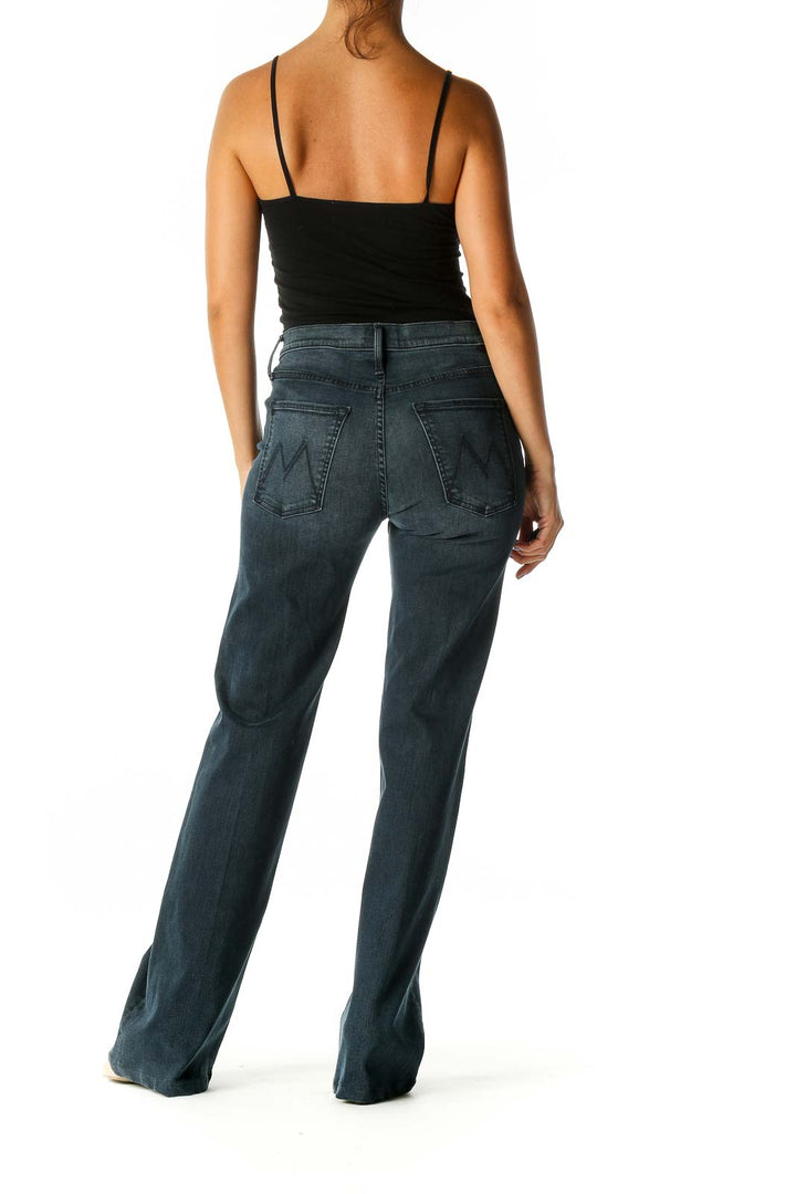 Blue Casual Straight Leg Jeans