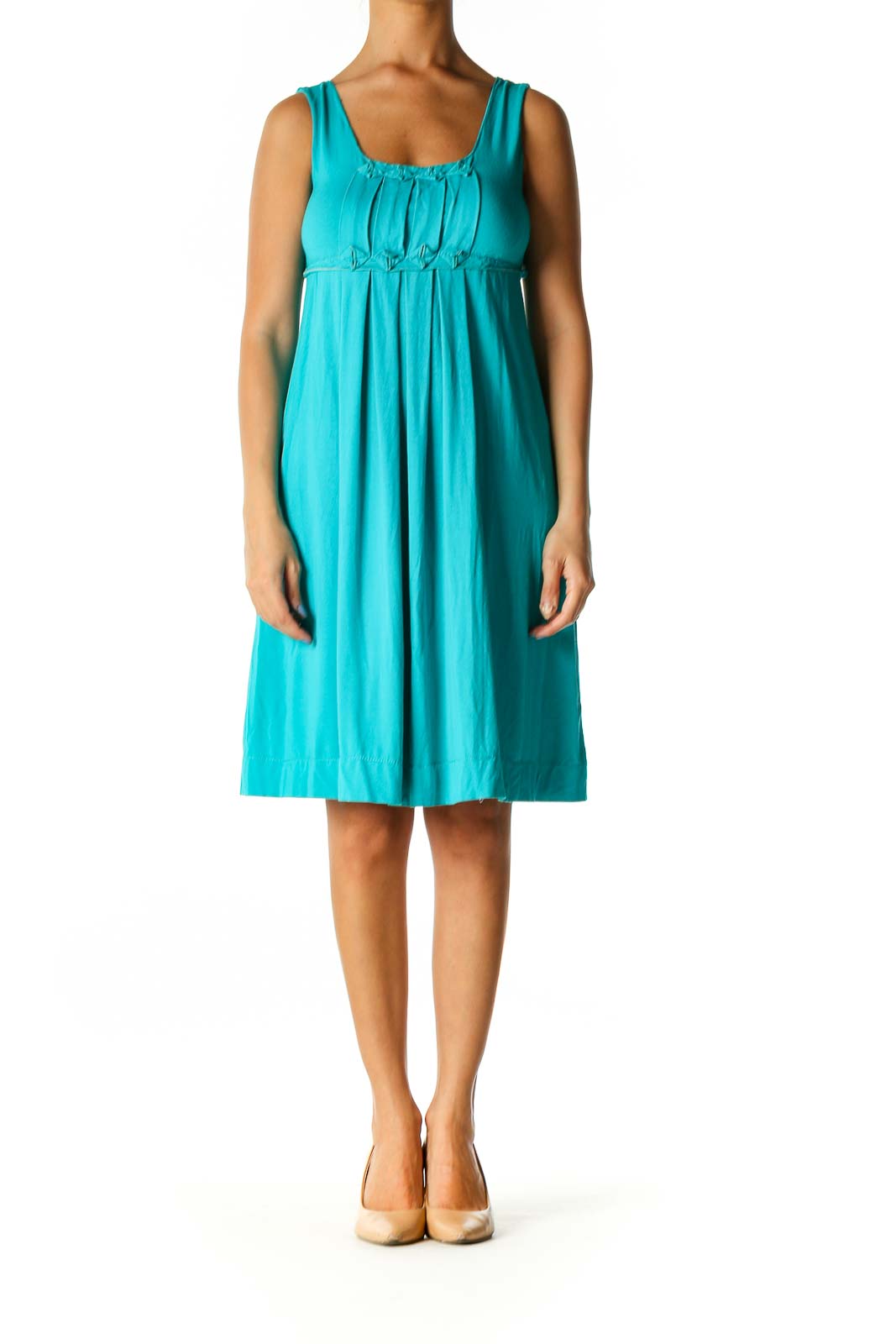 Blue Solid Casual A-Line Dress