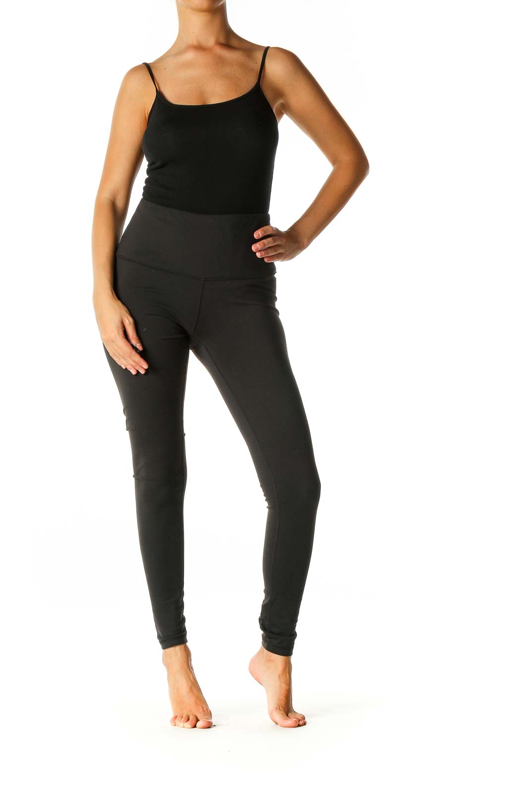 Black Solid Activewear Leggings