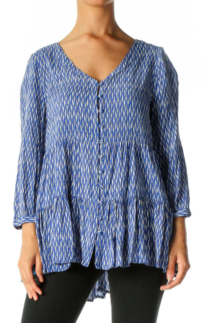 Blue Graphic Print All Day Wear Blouse