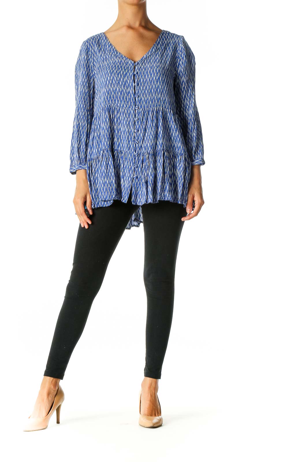 Blue Graphic Print All Day Wear Blouse