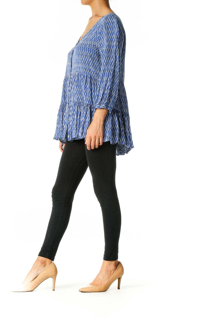 Blue Graphic Print All Day Wear Blouse