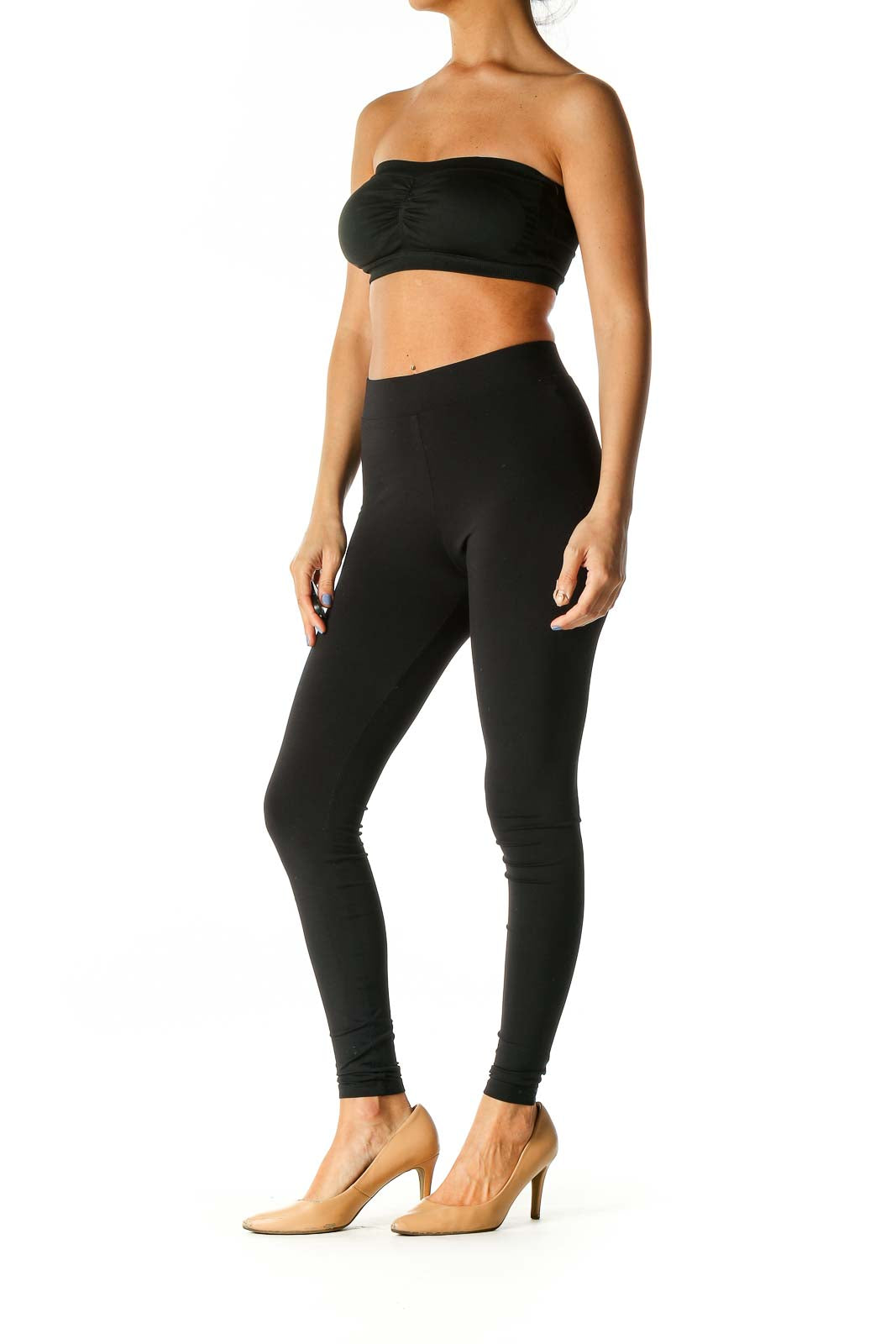 Black Solid Activewear Top