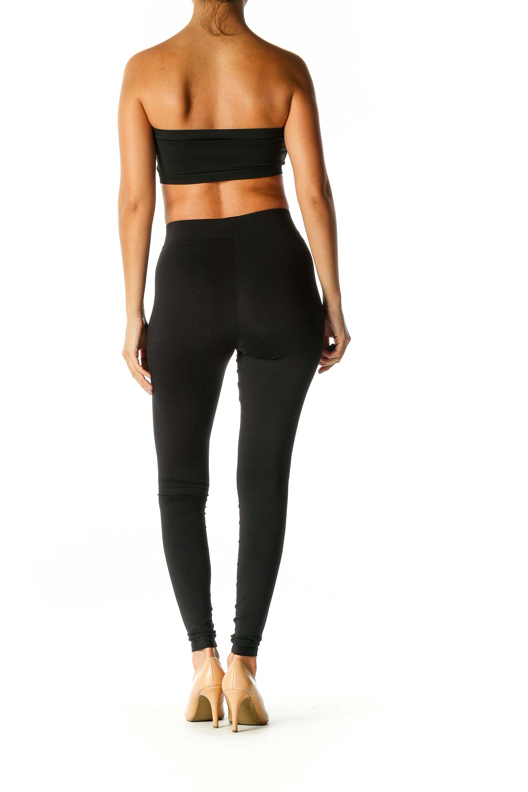 Black Solid Activewear Top