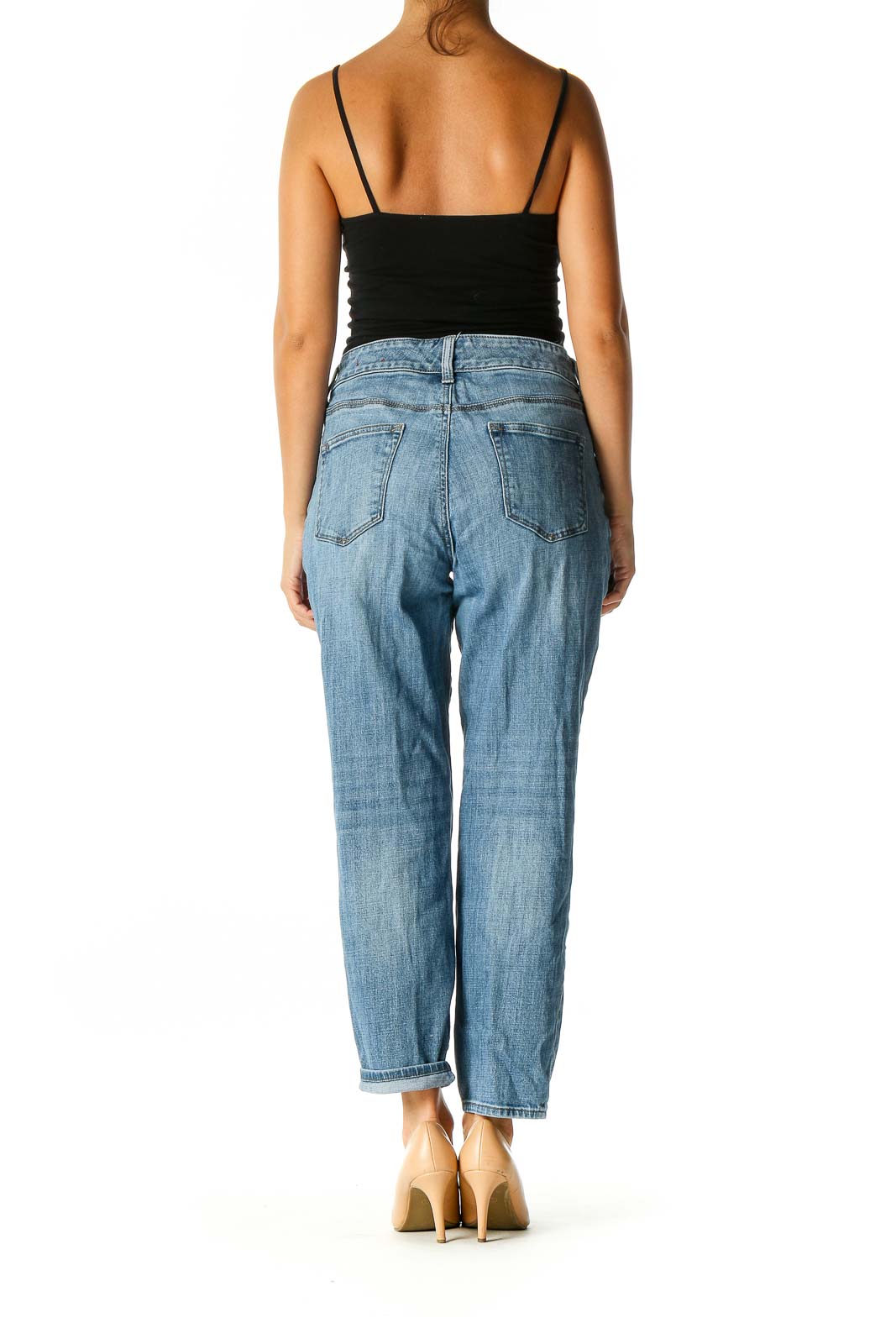 Blue Casual Straight Leg Jeans