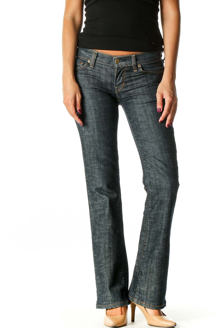 Blue Casual Bootcut Jeans