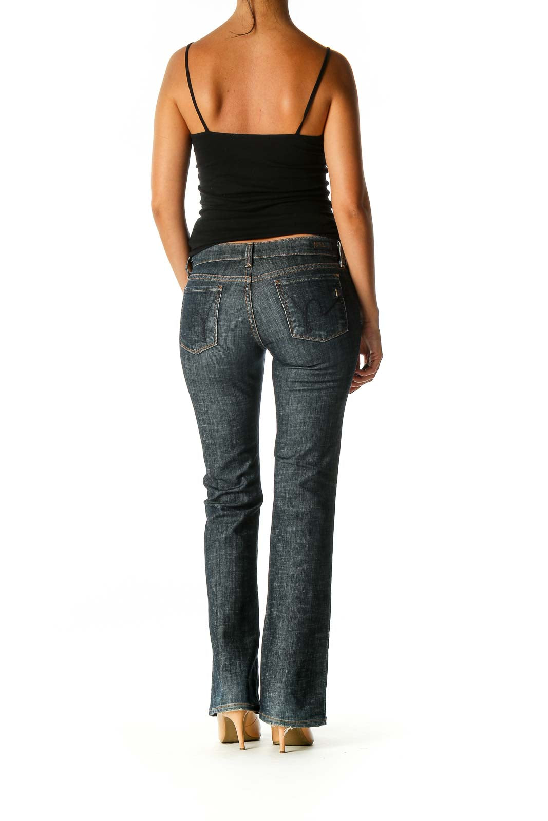 Blue Casual Bootcut Jeans