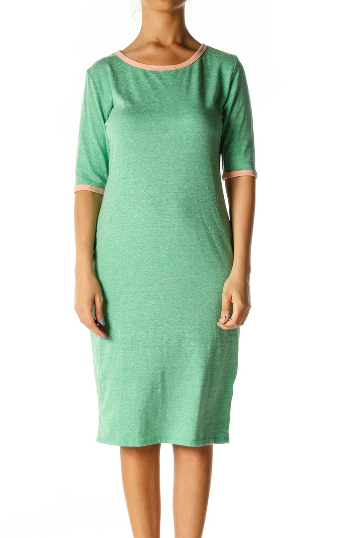 Green Colorblock Day Shift Dress