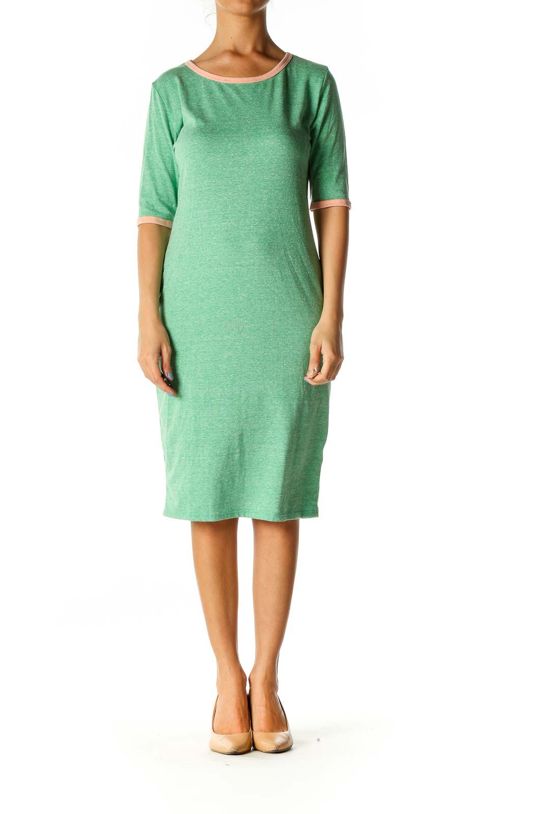 Green Colorblock Day Shift Dress