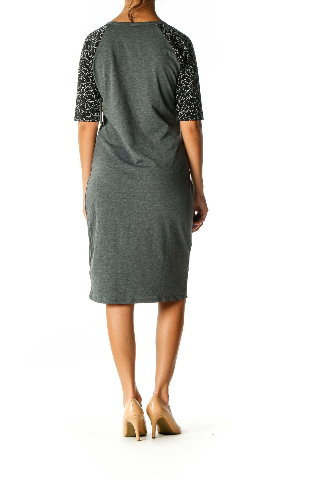 Gray Graphic Print Casual Shift Dress