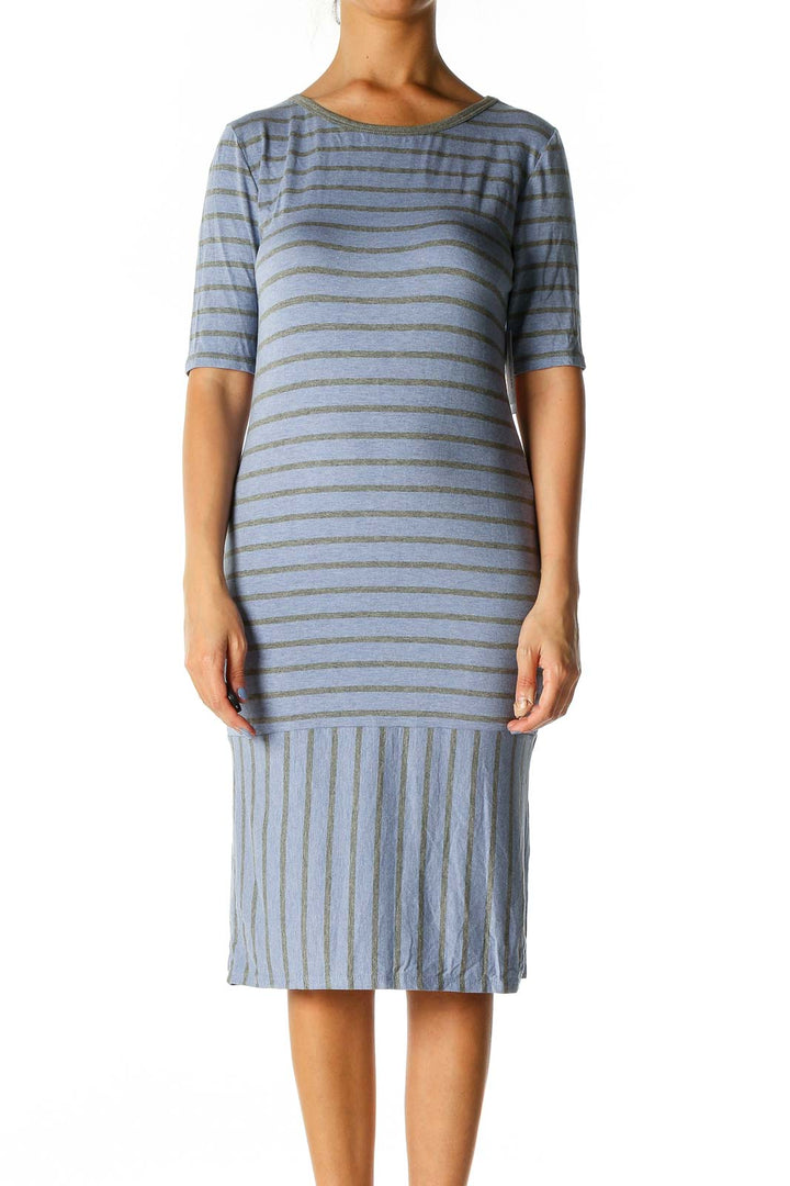 Blue Striped Chic A-Line Dress